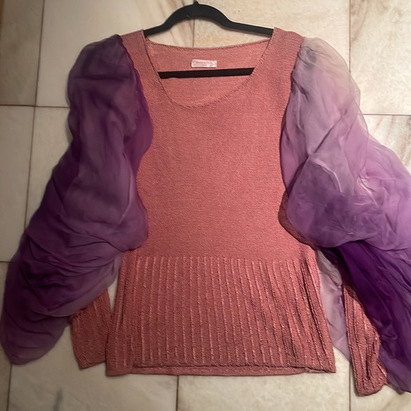 Size small vintage sweater with exaggerated arms pink and purple